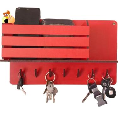 Imagem de Porta chaves de parede organizador Moderno(Vermelho)
