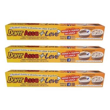 Imagem de Papel Dover Assaleve Antiaderente 30cm X 3m Kit 3 Un Cozinha Alimento 