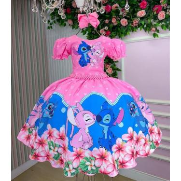 Imagem de Vestido Temático Luxo Stitch e Angel - Modelo 3 para Crianças, Carnati