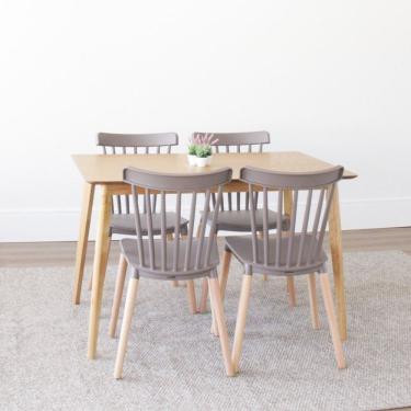Imagem de Conjunto Sala De Jantar Mesa Finlândia 120x75cm Com 4 Cadeiras Janaína Rivatti Cinza Escuro