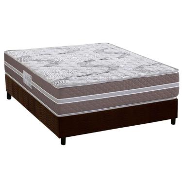 Imagem de Cama Box Casal: Colchão Espuma D33 Herval Long Live + Base Crc Suede Brown (138x188)