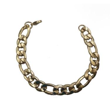 Imagem de Pulseira Masculina largo 10mm Largura Aço Inox - HHW, Dourado