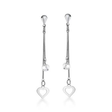 Imagem de Brinco Pendurado Coração Leve Delicado Antialérgico Aço Inox - Couti
