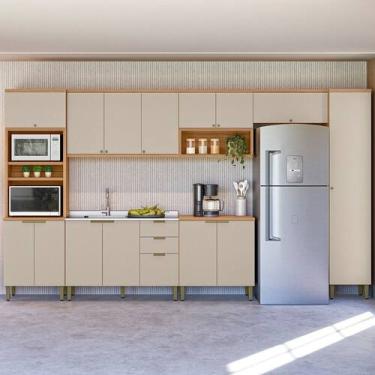 Imagem de Cozinha Modulada 7 Peças sem Pia Em MDF Selene Linea Brasil, Jequitiba