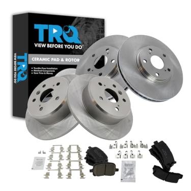Imagem de TRQ Kit de freio dianteiro e traseiro e rotor de cerâmica compatível com Lexus RX300 1999-2001