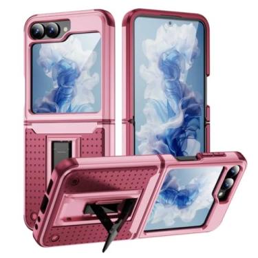 Imagem de Capa para Galaxy Z Flip6 com suporte de plástico rígido e capa protetora à prova de choque (para Galaxy Z Flip6/rosa)