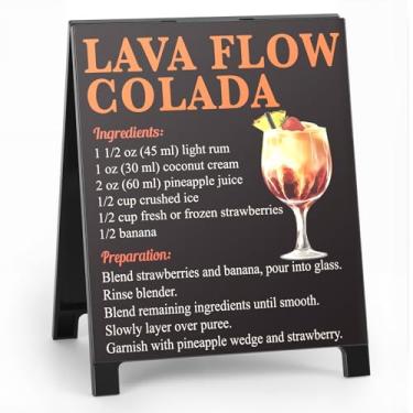 Imagem de Lava Flow Colada Receita rústica decoração de bar para casa café fazenda placa de coquetel para cozinha bar carrinho acessórios mixologia presente de Natal para bartender homens mulheres casal - 14 x