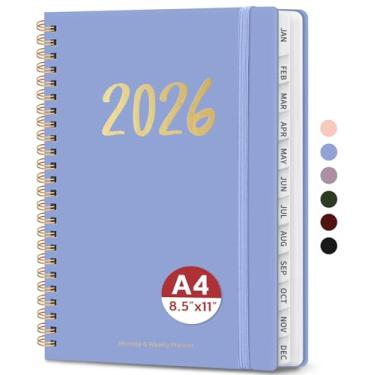 Imagem de Agenda 2026 – Agenda semanal e mensal, janeiro de 2026 a dezembro de 2026, encadernado em espiral, agenda 2025, bolso interno, perfeito para escritório, casa, material escolar – A4 (21,6 cm x 28 cm
