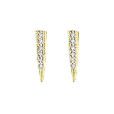 Imagem de Efashion Brincos de zircônia incrustados para meninas S925 banhados a ouro 14K, Medium, Ouro amarelo, Zircônia cúbica