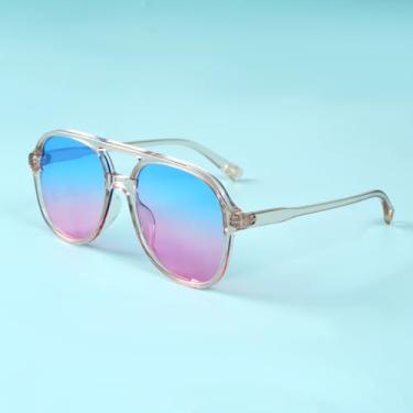 Imagem de Óculos de sol polarizados, aviadores quadrados clássicos modernos vintage, rosa