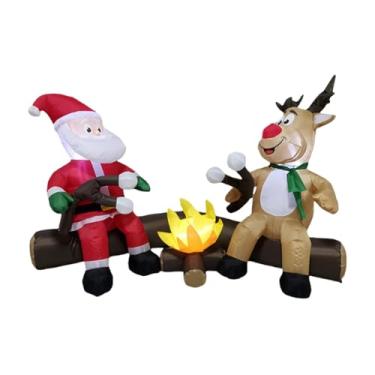 Imagem de oshhni Decoração inflável de Natal, decoração de Natal, Papai Noel inflável, rena, interior e exterior, com luz para jardim, inverno, exterior, feriado