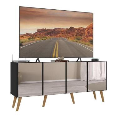 Imagem de Rack Até 50 Polegadas Retrô Com Espelhos Mp1082 Preto natural - MULTIM