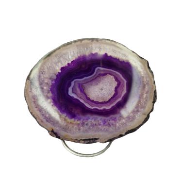 Imagem de Chapa de Pedra Ágata Roxa Natural com Suporte Decoração