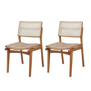 Imagem de Conjunto Com 2 Cadeiras Madeira Eva Premium Milano Imbuia Natural