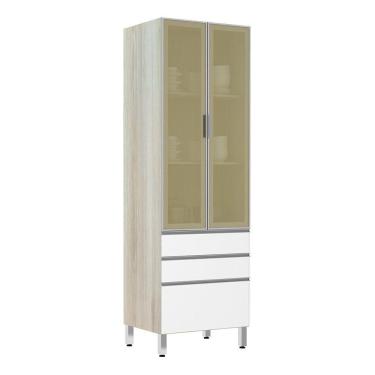 Imagem de Paneleiro 70Cm Vidro Bronze Lis Legno Crema Com Branco Mat