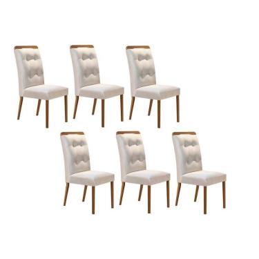 Imagem de Kit 4 Cadeiras De Cozinha Imperatriz 6 Un Capuccino Suede Creme Rufato