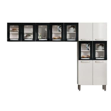 Imagem de Cozinha Compacta Evidence 3 Peças (2 Armários + 1 Paneleiro) Cpt61 Branco/Preto - Bertolini