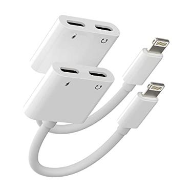 Imagem de Adaptador de fone de ouvido Lightning duplo para iPhone (pacote com 2) Carregador de áudio Dongle Adaptador para cabo auxiliar 2 em 1 divisor de carregamento conversor de cabo de fone de ouvido 13 12
