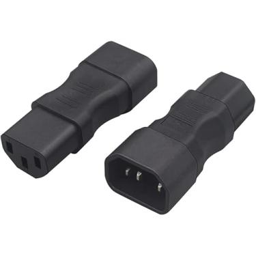 Imagem de Adaptador de plugue conversor C14 para C13, IEC320 C14 plugue macho de 3 pinos para C13 adaptador de tomada de alimentação fêmea de 3 pinos (C14 a C13)