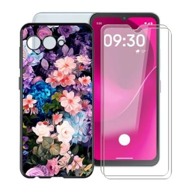 Imagem de HGJTFANY Capa de telefone para T-Mobile Revvl 8 (16.7 cm) com [2 x película protetora de vidro temperado], capa ultrafina à prova de choque capa preta de silicone macio para T-Mobile Revvl 8 - parede