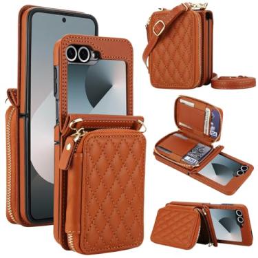 Imagem de Asuwish Capa de celular para Samsung Galaxy Z Flip 6/Z Flip 7 FE 5G Capa de celular carteira com cordão de pulso alça transversal suporte de bloqueio RFID compartimento para cartão de crédito Z6 G