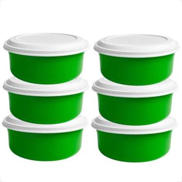 Imagem de Kit Saladeira 4,6L 10 Unidades Coloridas com Tampa Branca Em Plástico 