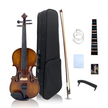 Imagem de YoungMonic Conjunto de violino tamanho 1/4 de madeira maciça para iniciantes profissionais crianças com arco ponte de violino 4 cordas