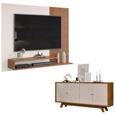 Imagem de Painel Para Tv Nando E Aparador Buffet Mercuri Freijó Off White - Dj Móveis