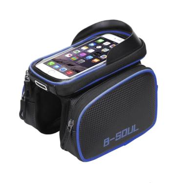 Imagem de Bolsa para quadro de bicicleta, suporte para telefone de selim de bicicleta, bolsa à prova d'água para tubo superior frontal de bicicleta, barra transversal de ciclismo, bolsa de armazenamento com tel