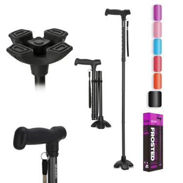 Imagem de MOODIC Bengala Para Homens E Mulheres, Cabo Estendido; Base Sólida; Dobrável; Altura Ajustável; Leve; Resistente Idosos (Preta)