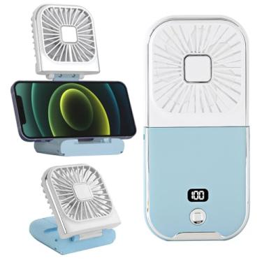 Imagem de Ventilador portátil portátil, ventilador de colar, mini ventilador de mesa, suporte de telefone dobrável, energia de backup de emergência, ventiladores pessoais recarregáveis USB silenciosos com tela