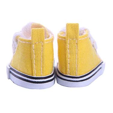 Imagem de Zhjvihx Tênis de Boneca, Sapatos de Boneca de Costura Fina Elegantes para Meninas para Brincadeiras Diárias (amarelo)