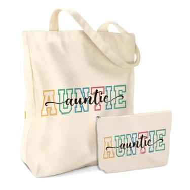 Imagem de jealance Cat Mom Auntie Physical Therapy Gifts Bolsas Cosméticas Lona Sacola Tote Presentes de Natal para Mulheres Amiga Tia Terapeuta, Auntie 1160, 9.8*6.9 inches