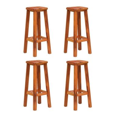 Imagem de Kit 4 Banquetas Alta Sem Encosto Madeira Maciça