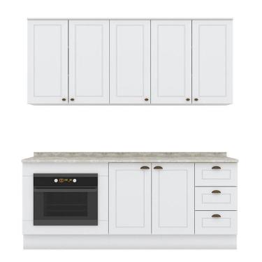 Imagem de Cozinha Completa Americana 4 Peças Com Balcão Forno De Embutir Branco - Móveis Henn Branco