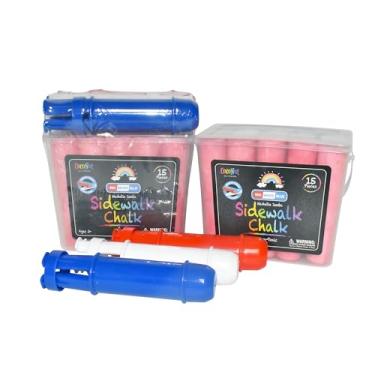 Imagem de Giz jumbo para calçada ao ar livre - 15 peças, vermelho, branco e azul - pacote com 2