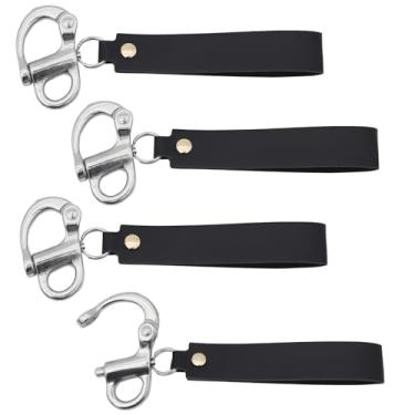 Imagem de LUMINFLY Firefighter Gear aço inoxidável 316 manilha de encaixe, pacote com 4, liberação rápida com alça de couro para equipamento