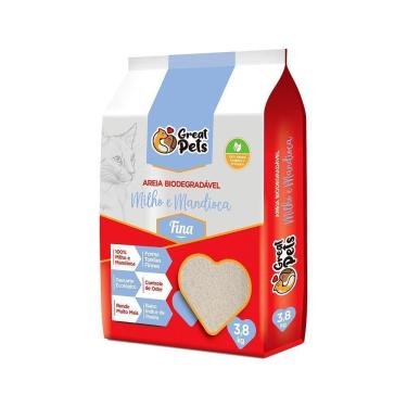 Imagem de Areia Higiênica Biodegradável Milho e Mandioca Fina Great Pets 3,8 kg