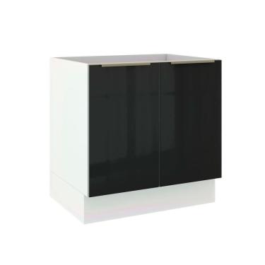 Imagem de Balcão Madesa Lux 80cm 2 Portas Branco Preto