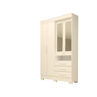 Imagem de Guarda-roupa Casal Bolívia Com Espelho 4 Portas 100% Mdf Linhamobília Branco