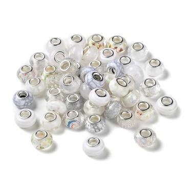 Imagem de 100 peças de contas europeias de furo grande, varinha de fada, contas de jardim, resina espaçadora solta para bricolage, corrente de cobra, pulseira, pulseira, caneta, porta-chaves, fabricação de