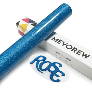 Imagem de MEVOREW Vinil de transferência de calor 3D, vinil HTV com glitter azul celeste, 30,5 x 1,5 m, ferro em vinil para camisetas compatíveis com Cricut Air ou Maker (azul celeste)