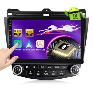 Imagem de Rádio automotivo Qualcomm 8 Core 4G + 64G para Honda Accord 7th 2003-2007, tela sensível ao toque QLED de 10,1 polegadas 1280p Android estéreo para carro com carplay sem fio Android Auto, GPS/6G WiFi