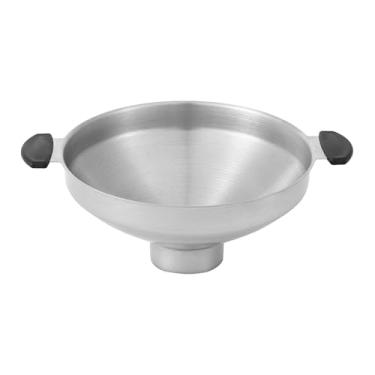 Imagem de DimyFew Funil de aço inoxidável para conservas, com boca larga, utensílio de cozinha, funil com alça para geleias, especiarias, grãos e óleo.