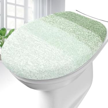 Imagem de OLANLY Tampa de vaso sanitário de microfibra macia, capas laváveis na máquina, 43 x 38 cm, suporte de borracha fica no lugar, serve na maioria das tampas redondas, alongadas e oblongas, decoração de