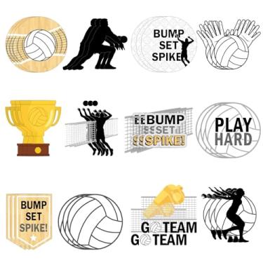 Imagem de 60 peças de recortes de voleibol, decoração de festa, tema esportivo, conjunto de batidas, pontas, cortes de voleibol, papel para decoração de sala de aula, quadro de avisos para escola, chá de bebê