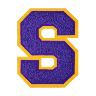 Imagem de 1 Patch de letra de chenille roxo de 11,4 cm – Adesivos do alfabeto para roupas, jaquetas, mochilas, chapéus para decoração personalizada, nome personalizado e artesanato. (P)