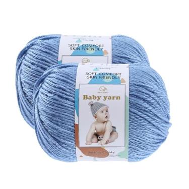 Imagem de Fio de malha para bebês – lã merino 10%, algodão 40%, nylon, 50% novelo de fio macio misturado adequado para tricô de crochê, cobertores de bebê e roupas (aproximadamente 50 g/160 jardas) [conjunto de