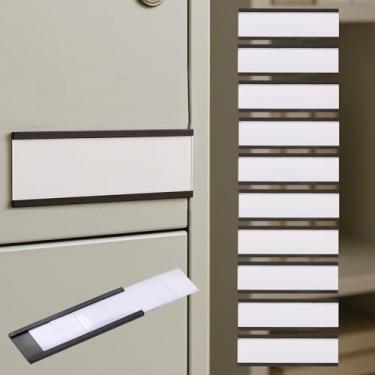 Imagem de 10 porta-etiquetas para cartões (7 x 2,5 cm) - Bolsos de plástico transparente para armários de metal/geladeiras/prateleiras de armazenamento, fácil de inserir e reutilizável para casa/escritório