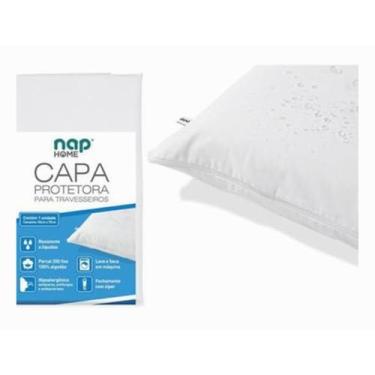 Imagem de Capa Protetora para Travesseiros, Percal 200 Fios, 100% Algodão, Branca, 50x70cm, com Zíper, Hipoalergênica